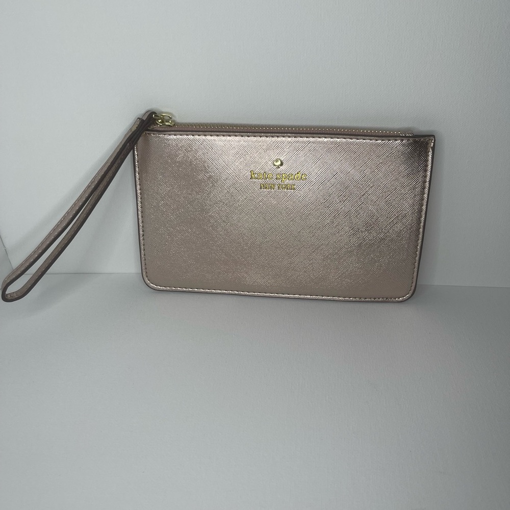 Kate Spade Pink Metallic Wristlet Clutch